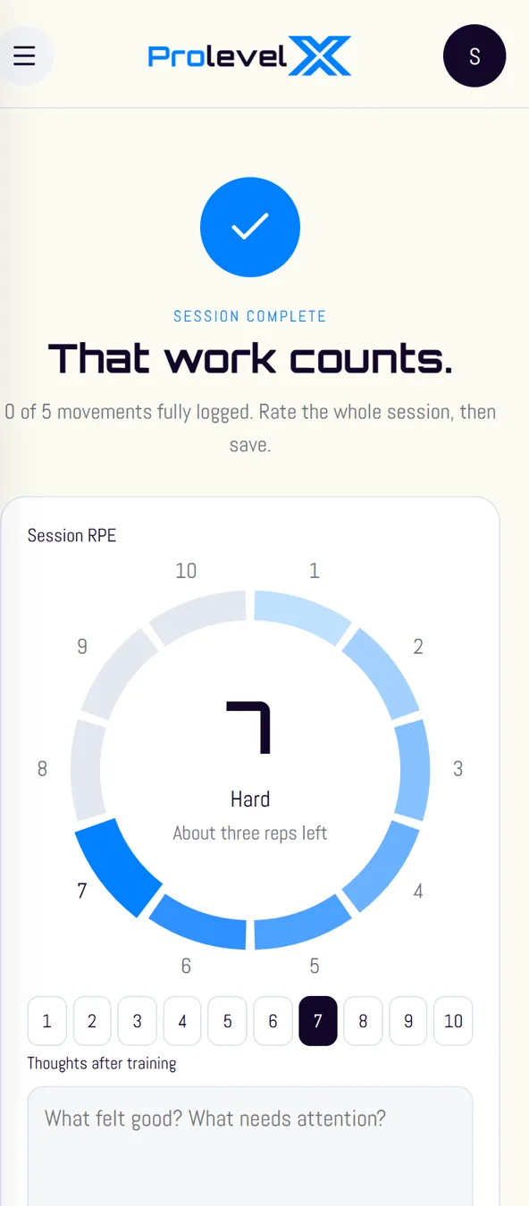 The effort dial after a session, set to seven, hard